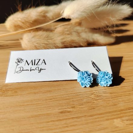 Mini sziromfelhős francia kapcsos fülbevaló - világos kék