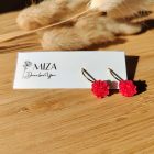 Mini sziromfelhős francia kapcsos fülbevaló - korall