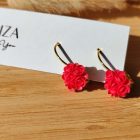 Mini sziromfelhős francia kapcsos fülbevaló - korall