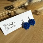 Kicsi sziromfelhős francia kapcsos fülbevaló - királykék