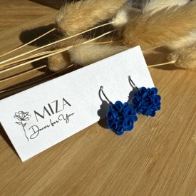   Kicsi sziromfelhős francia kapcsos fülbevaló - királykék