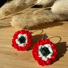 Közepes sziromfelhős francia kapcsos fülbevaló- nemzeti trikolor