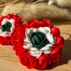 Közepes sziromfelhős francia kapcsos fülbevaló- nemzeti trikolor