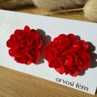 Közepes sziromfelhős bedugós fülbevaló- piros