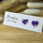 Szív bedugós fülbevaló - lila pöttyös