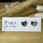 Szív bedugós fülbevaló - szürke, bézs márványos 1