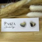 Szív bedugós fülbevaló - szürke, bézs márványos 2