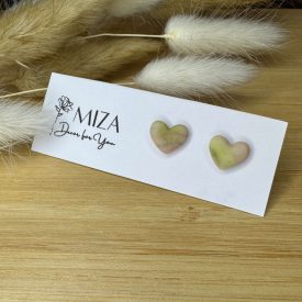 Szív bedugós fülbevaló - halvány zöld, átmenetes