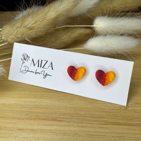 Szív bedugós fülbevaló - őszi színátmenetes