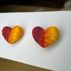 Szív bedugós fülbevaló - őszi színátmenetes