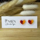 Szív bedugós fülbevaló - őszi színátmenetes