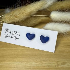 Szív bedugós fülbevaló - navy blue