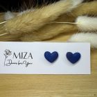 Szív bedugós fülbevaló - navy blue