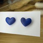 Szív bedugós fülbevaló - navy blue