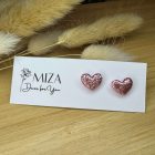 Szív bedugós fülbevaló - rózsaszín füstfóliás