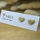 Szív bedugós fülbevaló - arany füstfóliás