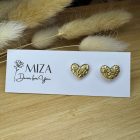 Szív bedugós fülbevaló - arany füstfóliás