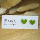 Szív bedugós fülbevaló - fűzöld levéltextúrált