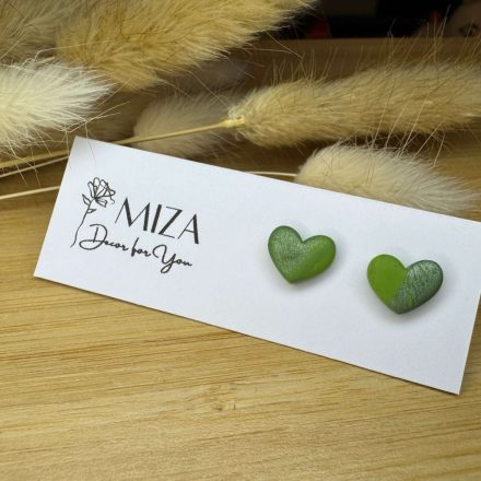 Szív bedugós fülbevaló - zöld átmenetes