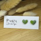 Szív bedugós fülbevaló - zöld átmenetes