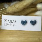 Szív bedugós fülbevaló - sötétkék-ezüst