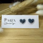 Szív bedugós fülbevaló - sötétkék-ezüst