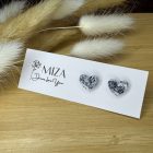 Szív bedugós fülbevaló - gránit hatású