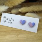 Szív bedugós fülbevaló - lila átmenetes