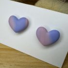 Szív bedugós fülbevaló - lila átmenetes