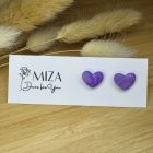 Szív bedugós fülbevaló - lila márványos