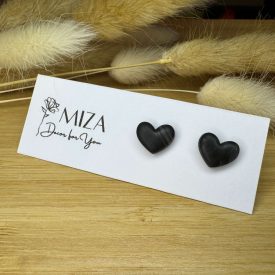 Szív bedugós fülbevaló - fekete