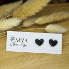 Szív bedugós fülbevaló - fekete