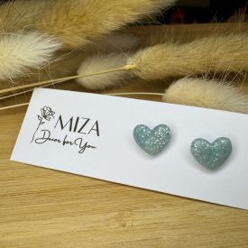 Szív bedugós fülbevaló - pasztell kék