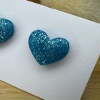 Szív bedugós fülbevaló - kék - ezüst