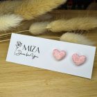 Szív bedugós fülbevaló - rózsaszín foltos