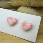 Szív bedugós fülbevaló - rózsaszín foltos