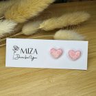 Szív bedugós fülbevaló - rózsaszín foltos