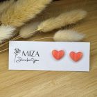 Szív bedugós fülbevaló - mandarin- korall