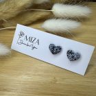 Szív bedugós fülbevaló - gránit hatású