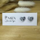 Szív bedugós fülbevaló - gránit hatású