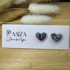 Szív bedugós fülbevaló - gránit hatású