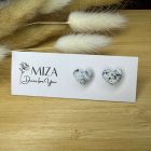 Szív bedugós fülbevaló - gránit hatású