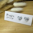 Szív bedugós fülbevaló - gránit hatású