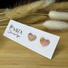 Szív bedugós fülbevaló - tarka 2