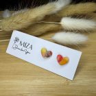 Szív bedugós fülbevaló - tarka 3