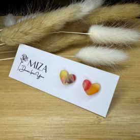 Szív bedugós fülbevaló - tarka 3