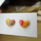 Szív bedugós fülbevaló - tarka 3