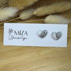 Szív bedugós fülbevaló - fekete-fehér márványos