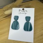 2 részes tompa trapéz fülbevaló - fenyőzöld - csíkor