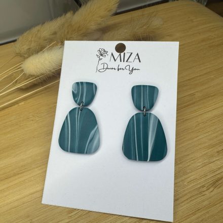 2 részes tompa trapéz fülbevaló - fenyőzöld - csíkor